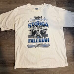 Three Stooges Boxing The Main Event Graphic T Shirt Mens XL White Gildan
